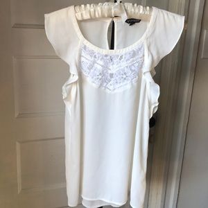 Express Flutter Sleeve Lace Yolk Top